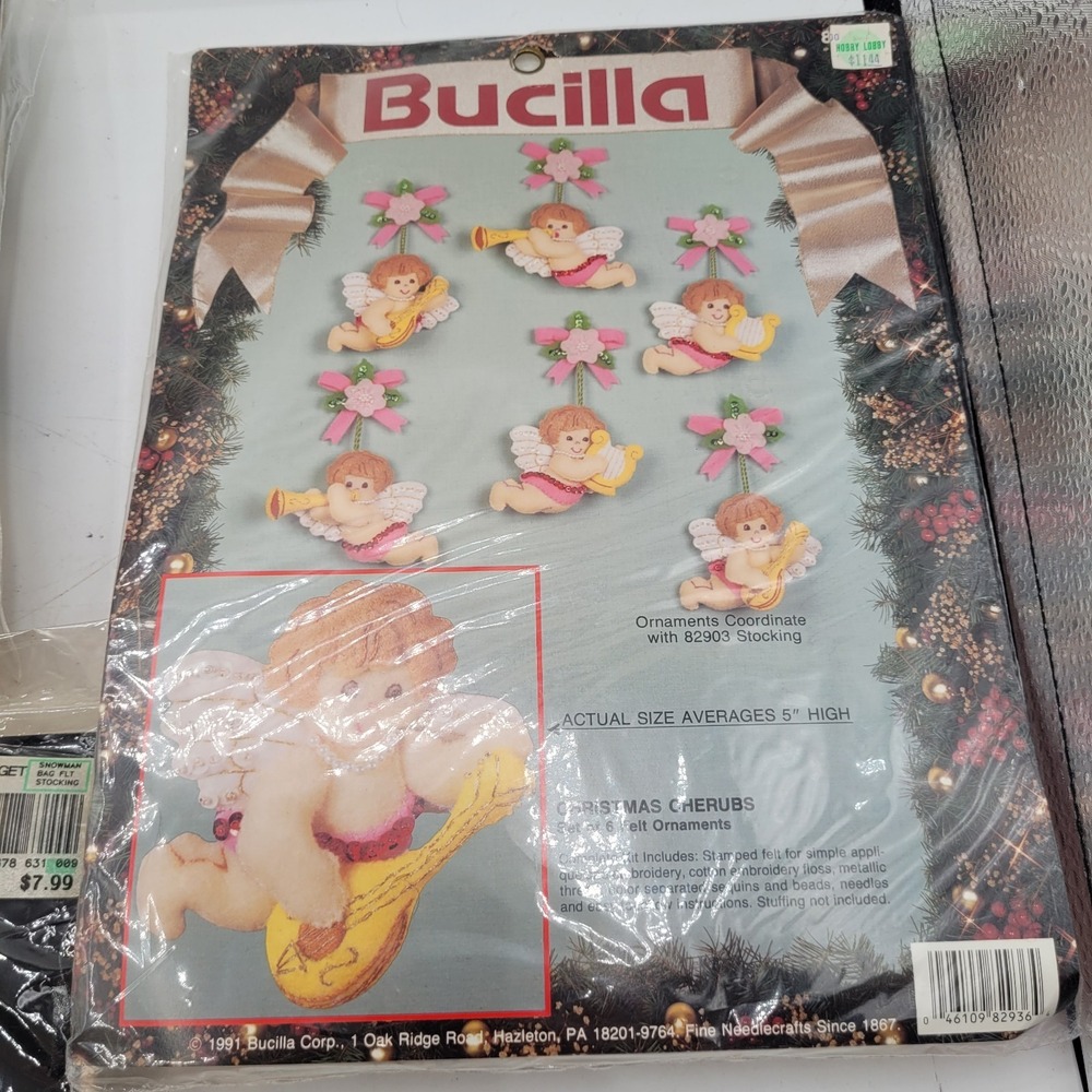 Lot 3 Crafts Felt Christmas Kits Stocking Cherubs Reindeer Snowman - Picture 3 of 5
